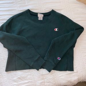 Womens green champion cropped sweatshirt